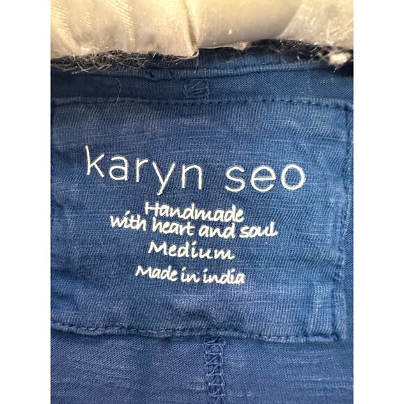 KARYN SEO | Handmade Blue Embroidered Cotton Top |  Medium - Picture 6 of 8